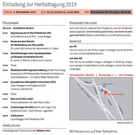 Herbsttagung 2019 der SHG