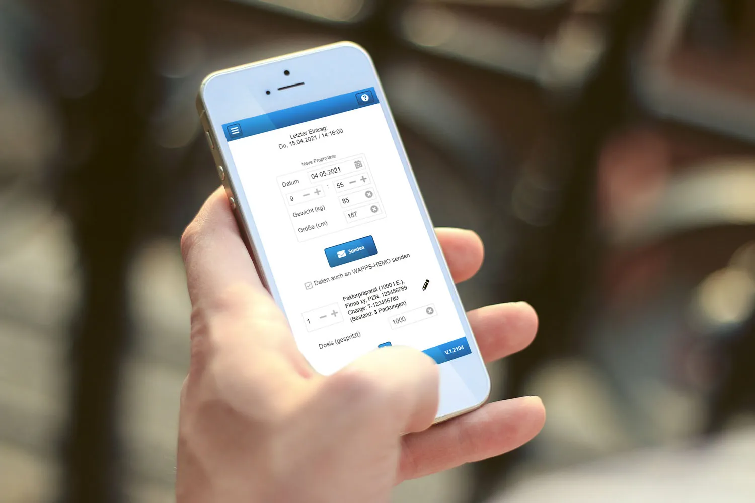 Screenshot of the smart medication OneClick user interface