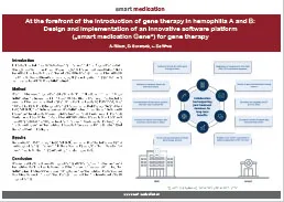Poster „At the forefront of the introduction of gene therapy in hemophilia A and B“ von A. Rösch, D. Schmoldt und L. De Witte, vorgestellt auf der GTH 2023