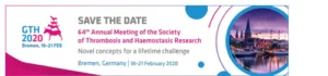 Ankündigungsbanner der GTH 2020: 64th Annual Meeting of the Society of Thrombosis and Haemostasis Research, Bremen, 18. bis 21. Februar 2020