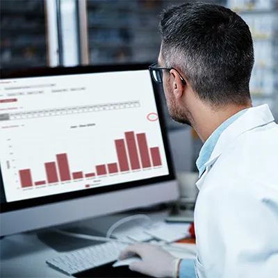 Evaluation with charts on a screen
