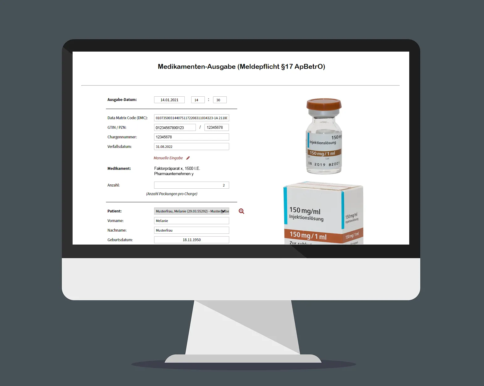 Screen view of the smart medication ScanDoc user interface