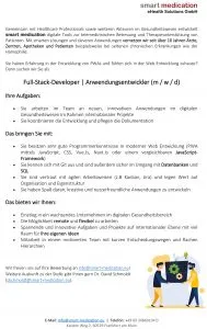 Erste Seite der Stellenausschreibung „Full-Stack-Developer | Anwendungsentwickler“