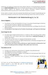 Erste Seite der Stellenausschreibung „Werkstudent in der Webentwicklung“