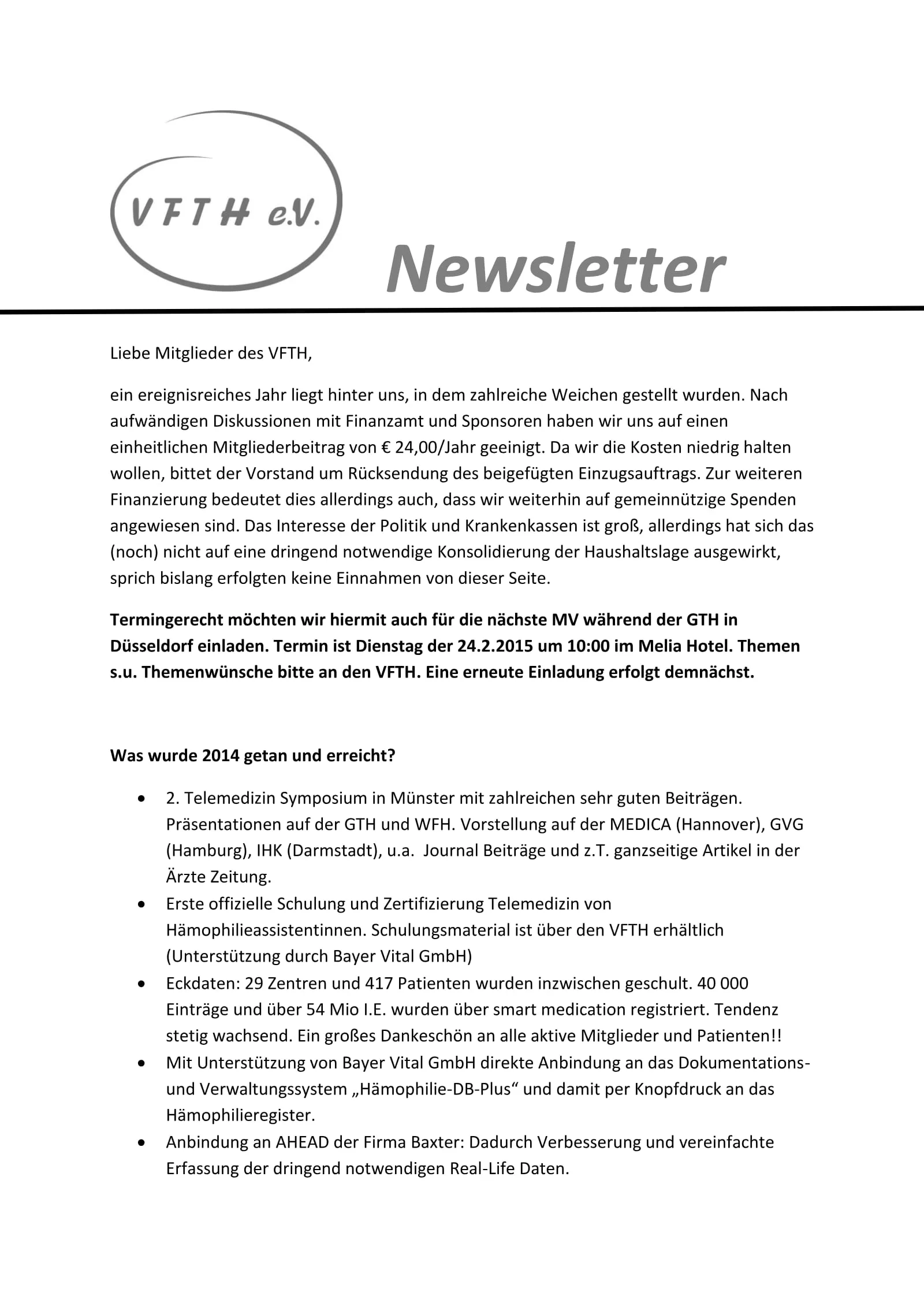Newsletter 01/2015, page 1